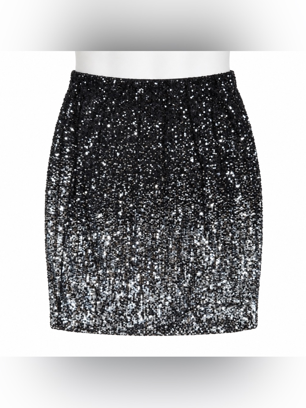 Ombre Sequin Black/Silver Skirt Women's Large Glam Party Lined Knee Length